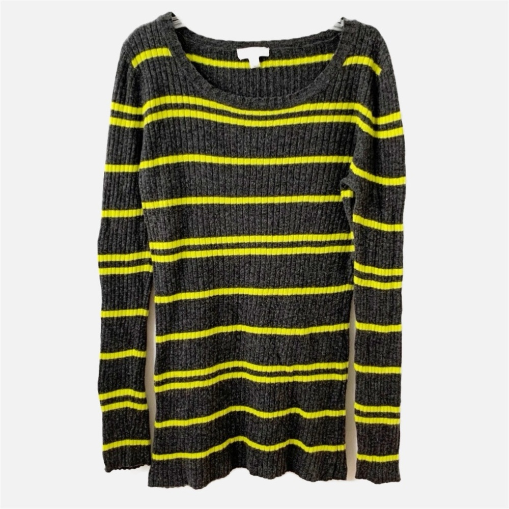A Pea in the Pod Maternity Striped Rounded Neckline Tunic Sweater Ribbed Design